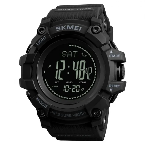 Годинник тактичний багатофункціональний Skmei Black, Black