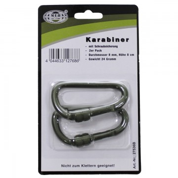 Карабіни алюмінієві MFH Carabiner 8 мм х 8 см Olive