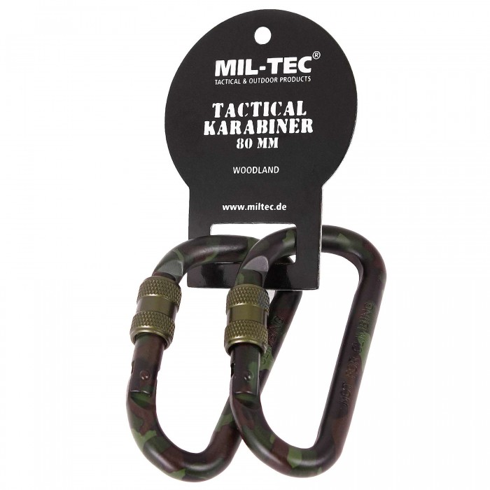Карабіни тактичні (2 шт.) 80мм Mil-Tec Tactical Carabiner Вудленд Карабіни тактичні (2 шт.) 80мм Mil-Tec Tactical Carabiner Вудленд