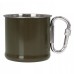 Кружка стальна MIL-TEC 500ml з карабіном Olive