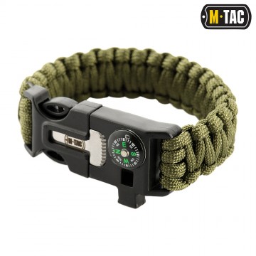 Браслет з компасом, висікачем іскор і свистком M-Tac, Olive
