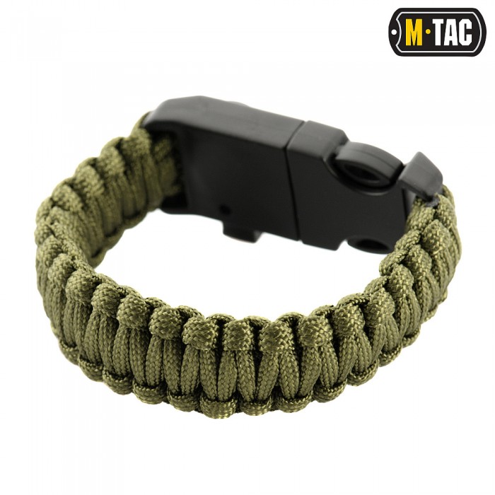 Браслет з компасом, висікачем іскор і свистком M-Tac, Olive Браслет з компасом, висікачем іскор і свистком M-Tac, Olive