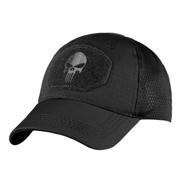 Бейсболка тактична напів сітка «Punisher» Rip-Stop Black, Black