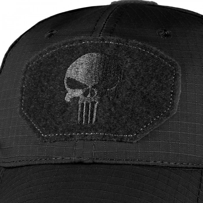 Бейсболка тактична напів сітка «Punisher» Rip-Stop Black, Black Бейсболка тактична напів сітка «Punisher» Rip-Stop Black, Black