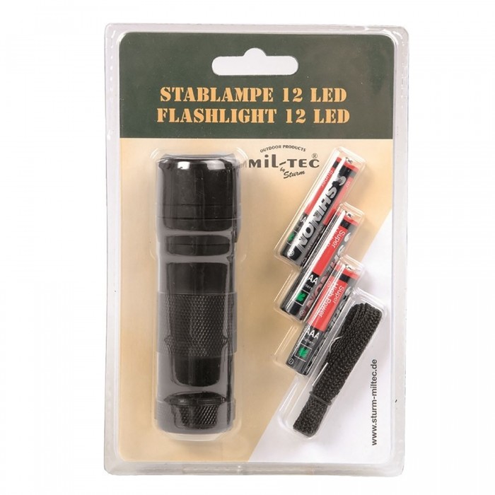Фонарик MIL-TEC 12 LED (3 батарейки AAA) Черный Фонарик MIL-TEC 12 LED (3 батарейки AAA) Черный