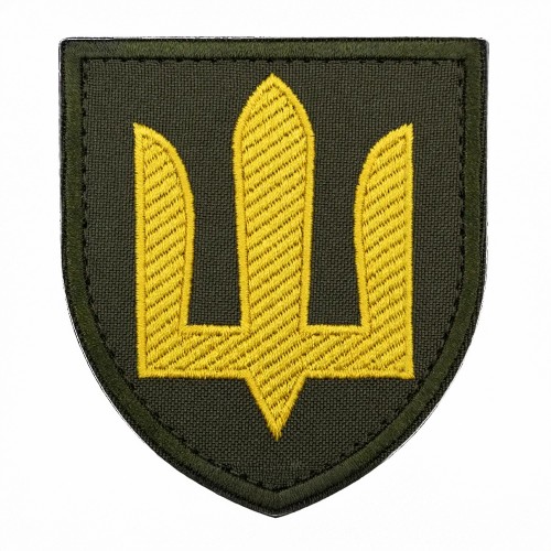 Шеврон Трезуб Желтый на Оливе