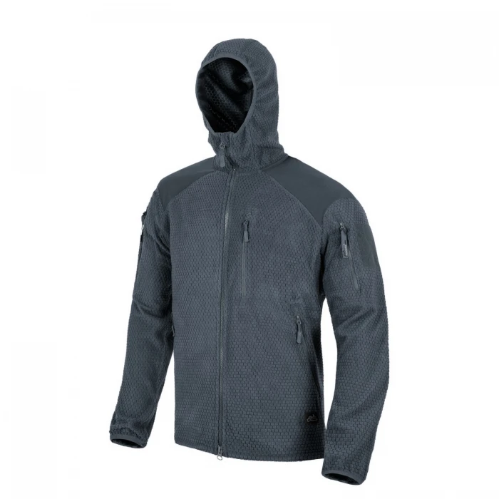 Кофта флисовая Helikon-Tex Alpha Hoodie Jacket Grid Fleece Shadow Grey, Серый Кофта флисовая Helikon-Tex Alpha Hoodie Jacket Grid Fleece Shadow Grey, Серый