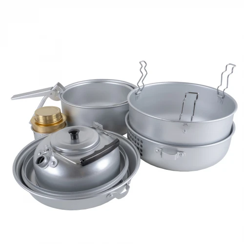 Набір посуду туристичний MIL-TEC Cook Set з пальником Сріблястий