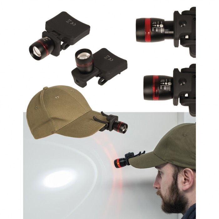 Фонарик на козырек кепки MIL-TEC LIGHT LED CREE M.ZOOM Black, Black Фонарик на козырек кепки MIL-TEC LIGHT LED CREE M.ZOOM Black, Black