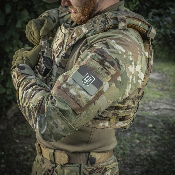 M-Tac нашивка прапор України з гербом (80х50 мм) Olive/GID M-Tac нашивка прапор України з гербом (80х50 мм) Olive/GID