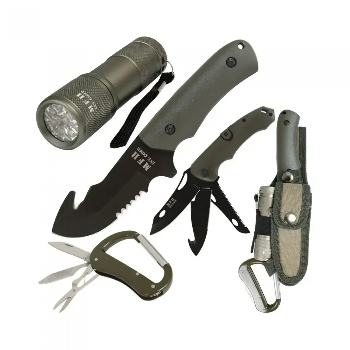 Туристический набор ножей MFH Knife Set with LED, Olive Туристический набор ножей MFH Knife Set with LED, Olive