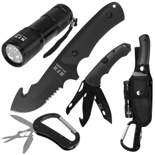 Туристичний набір ножів MFH Knife Set with LED , Black