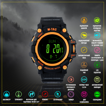M-Tac часы тактические Adventure Black/Orange