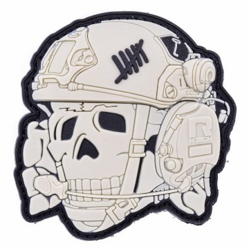 R3ICH нашивка Operator Skull 3D White