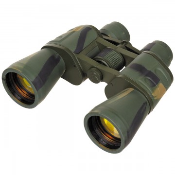 Камуфляжний бінокль MFH 10x50 Woodland з рубіновими лінзами