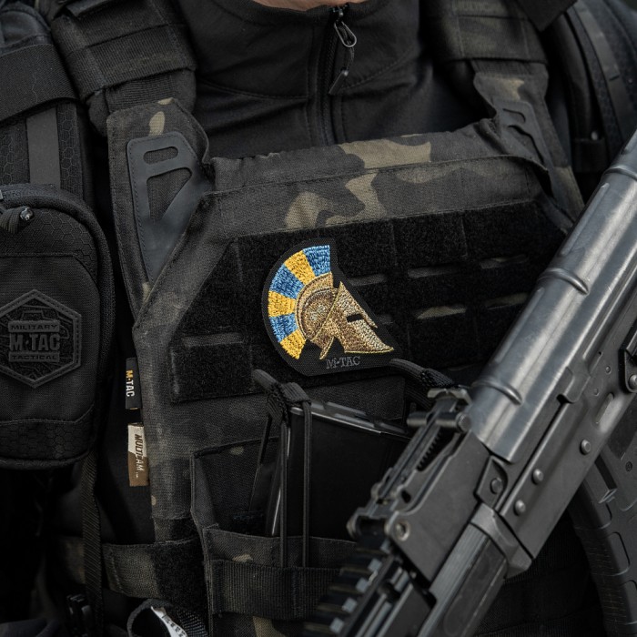 M-Tac нашивка Spartan Helmet UA (вишивка) Black M-Tac нашивка Spartan Helmet UA (вишивка) Black