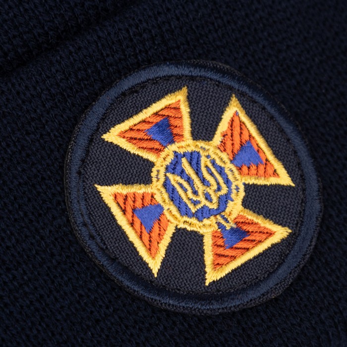 Шапка вязаная флисовая с отворотом ГСЧС - Navy Blue Шапка вязаная флисовая с отворотом ГСЧС - Navy Blue