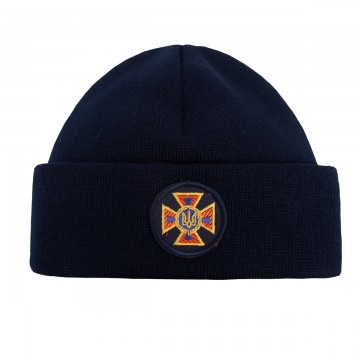 Шапка вязаная флисовая с отворотом ГСЧС - Navy Blue