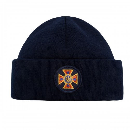 Шапка вязаная флисовая с отворотом ГСЧС - Navy Blue
