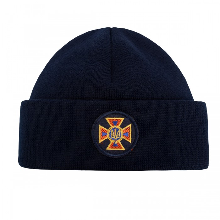 Шапка вязаная флисовая с отворотом ГСЧС - Navy Blue Шапка вязаная флисовая с отворотом ГСЧС - Navy Blue