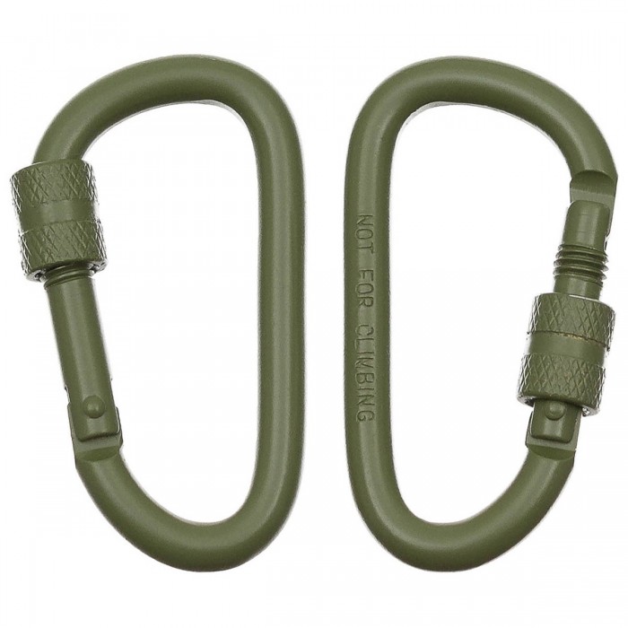 Карабіни алюмінієві MFH Carabiner 6 мм х 6 см Olive Карабіни алюмінієві MFH Carabiner 6 мм х 6 см Olive