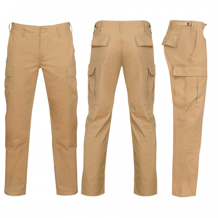 Штани польові Mil-Tec Teesar BDU Rip-Stop Slim Fit Khaki Штани польові Mil-Tec Teesar BDU Rip-Stop Slim Fit Khaki