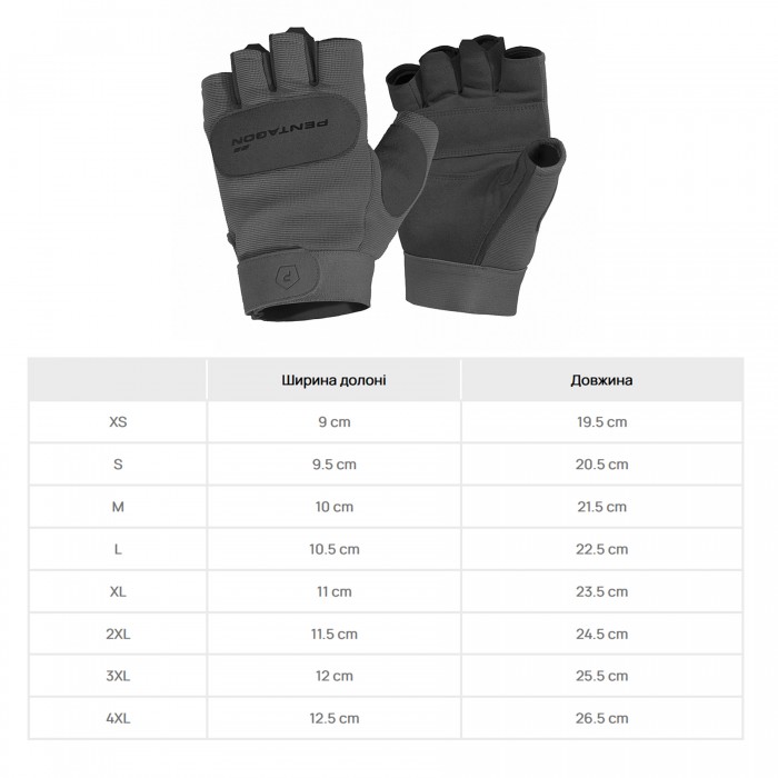 Рукавиці тактичні безпалі Pentagon Duty Mechanic 1/2 Gloves Wolf Grey Рукавиці тактичні безпалі Pentagon Duty Mechanic 1/2 Gloves Wolf Grey
