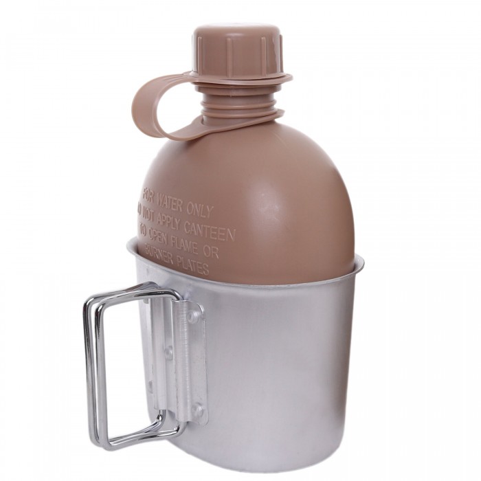 Фляга пластикова US 1L з казанком Olive Фляга пластикова US 1L з казанком Olive