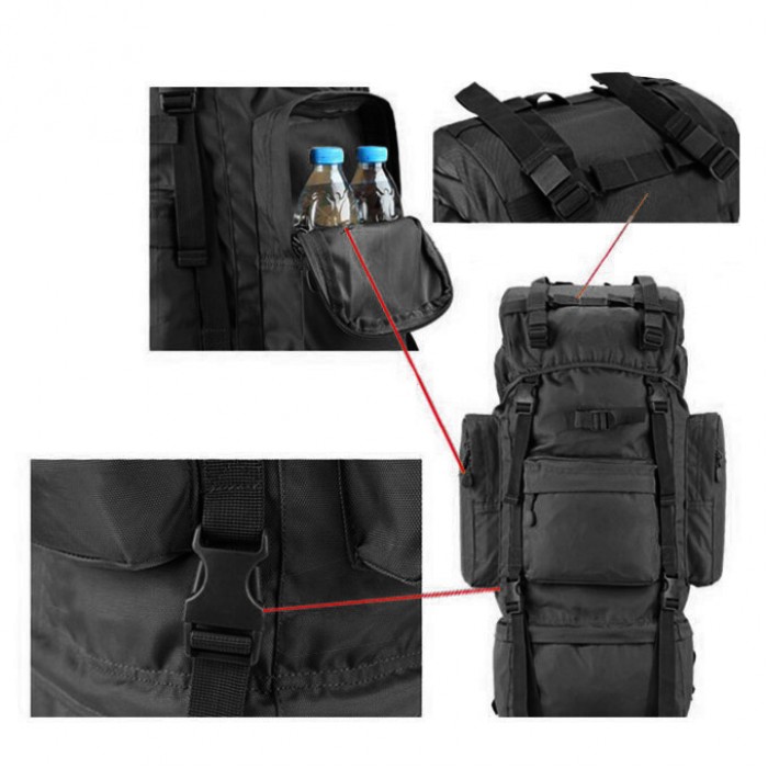 Рюкзак польовий з рамою 75L Black Рюкзак польовий з рамою 75L Black