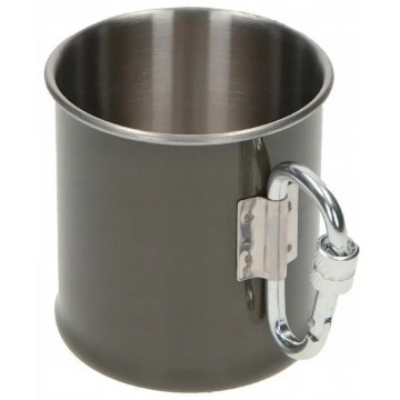 Кружка стальна MIL-TEC 250 ml з карабіном Olive