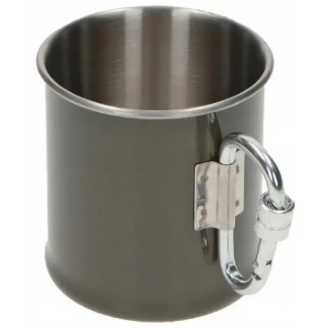 Кружка стальна MIL-TEC 250 ml з карабіном Olive