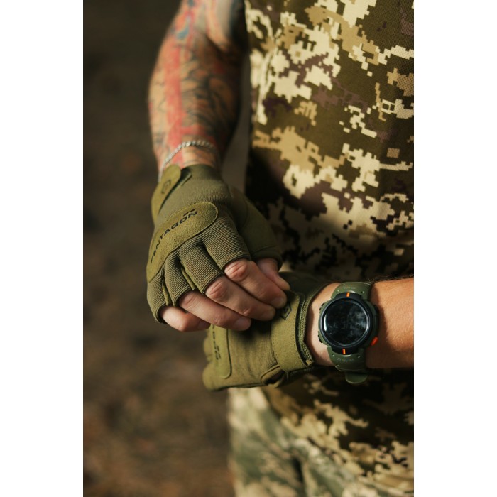 Рукавиці тактичні безпалі Pentagon Duty Mechanic 1/2 Gloves Olive Green Рукавиці тактичні безпалі Pentagon Duty Mechanic 1/2 Gloves Olive Green