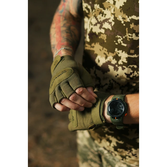 Рукавиці тактичні безпалі Pentagon Duty Mechanic 1/2 Gloves Olive Green Рукавиці тактичні безпалі Pentagon Duty Mechanic 1/2 Gloves Olive Green
