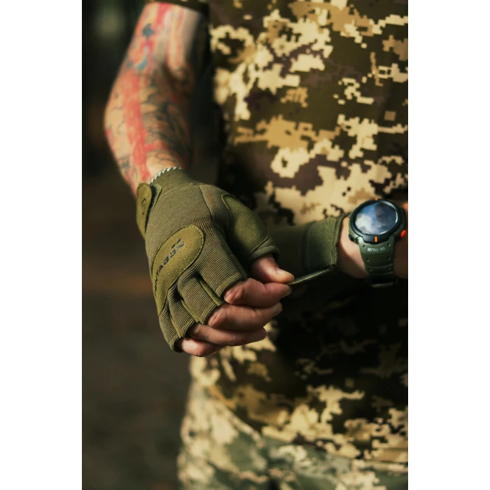 Рукавиці тактичні безпалі Pentagon Duty Mechanic 1/2 Gloves Olive Green Рукавиці тактичні безпалі Pentagon Duty Mechanic 1/2 Gloves Olive Green