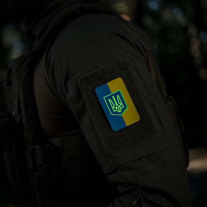 M-Tac нашивка флаг Украины с гербом (80х50 мм) вертикальная Full Color/GID M-Tac нашивка флаг Украины с гербом (80х50 мм) вертикальная Full Color/GID