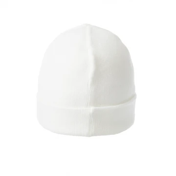 Шапка вязаная на флисе с отворотом Белая, White