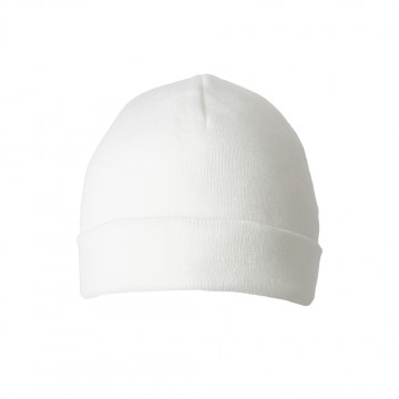 Шапка в'язана на флісі з відворотом Біла, White