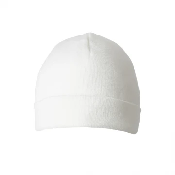 Шапка вязаная на флисе с отворотом Белая, White