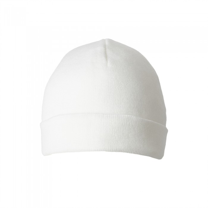 Шапка вязаная на флисе с отворотом Белая, White Шапка вязаная на флисе с отворотом Белая, White