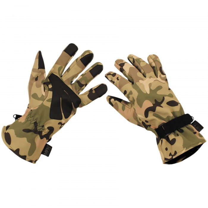 Рукавиці сенсорні MFH SoftShell Мультикам, Multicam Рукавиці сенсорні MFH SoftShell Мультикам, Multicam