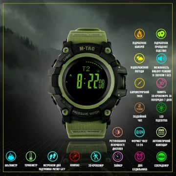 M-Tac часы тактические Adventure Black/Olive