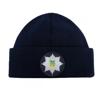 Шапка в'язана флісова з відворотом Поліція - Navy Blue