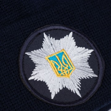 Шапка в'язана флісова з відворотом Поліція - Navy Blue