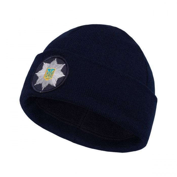 Шапка в'язана флісова з відворотом Поліція - Navy Blue Шапка в'язана флісова з відворотом Поліція - Navy Blue