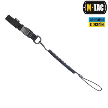 Шнур страховочный Lite M-Tac комбинированный с D-кольцом и фастексом, Black