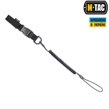 Шнур страхувальний Lite M-Tac комбінований з D-кільцем і фастексом, Black