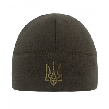 Шапка флісова Без Відвороту З Тризубом Dark olive