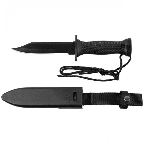 Ніж Combat Knife MK3, black, plastic handle, sheath з пластиковим чохлом