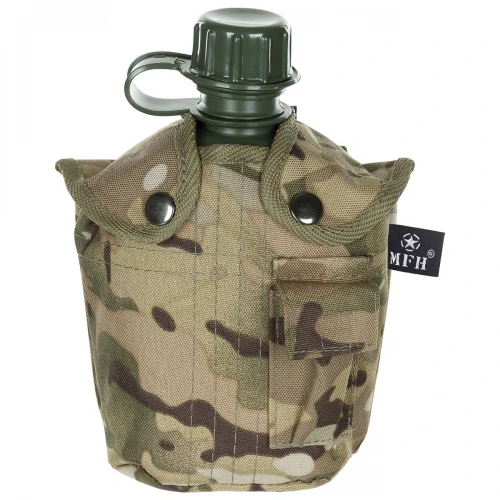 Фляга MFH 1л с чехлом Operation-Camo Multicam
